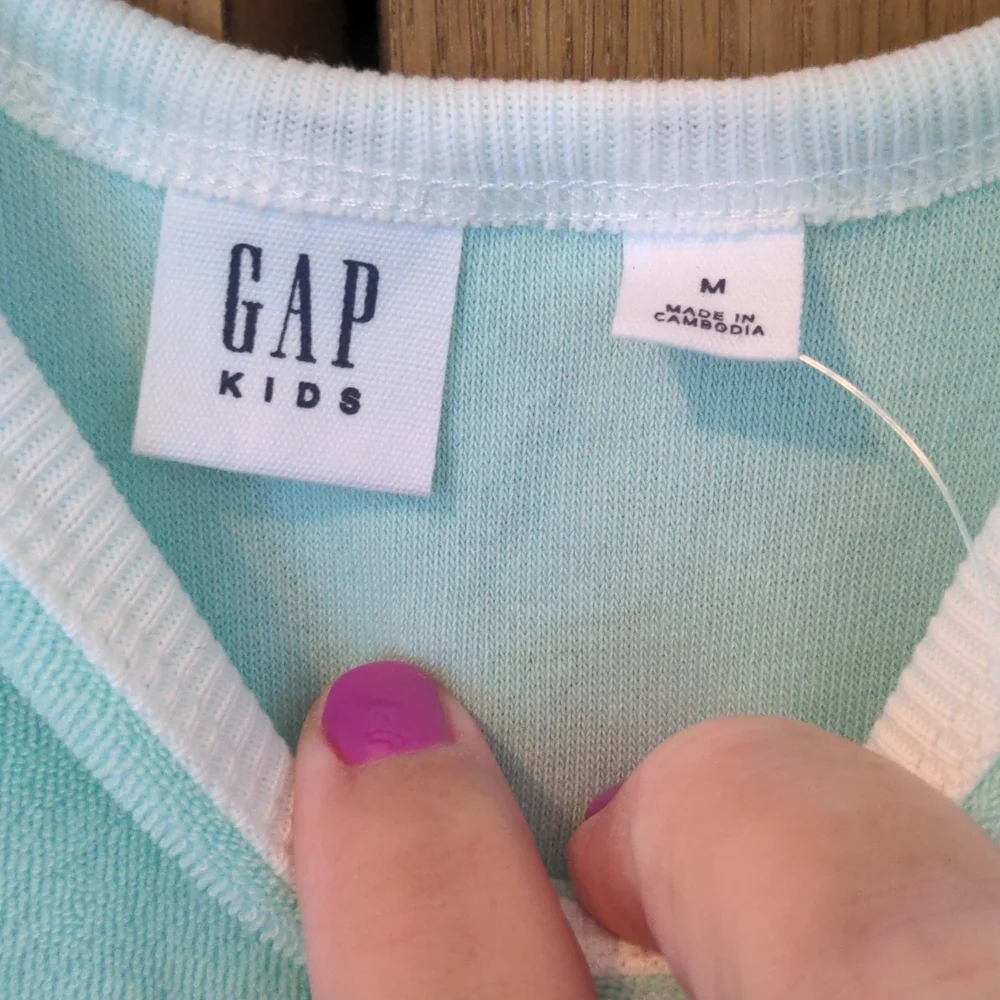 NWT Girls Size Medium Gap Teal And White Terry Romper